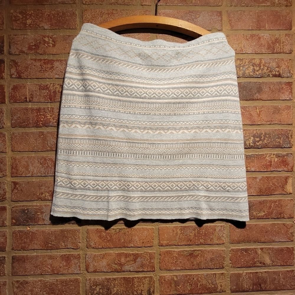Orvis geometric print cotton sweater skirt medium